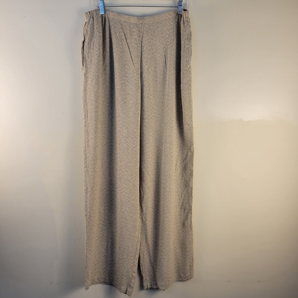 Talbots Womens XL Wide Leg Pants Beige Textured Blend High Rise